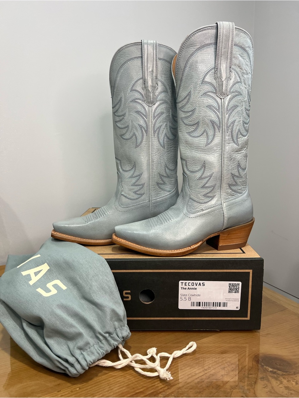 Tecovas Slate  Blue Annie Cowboy Boots  NIB